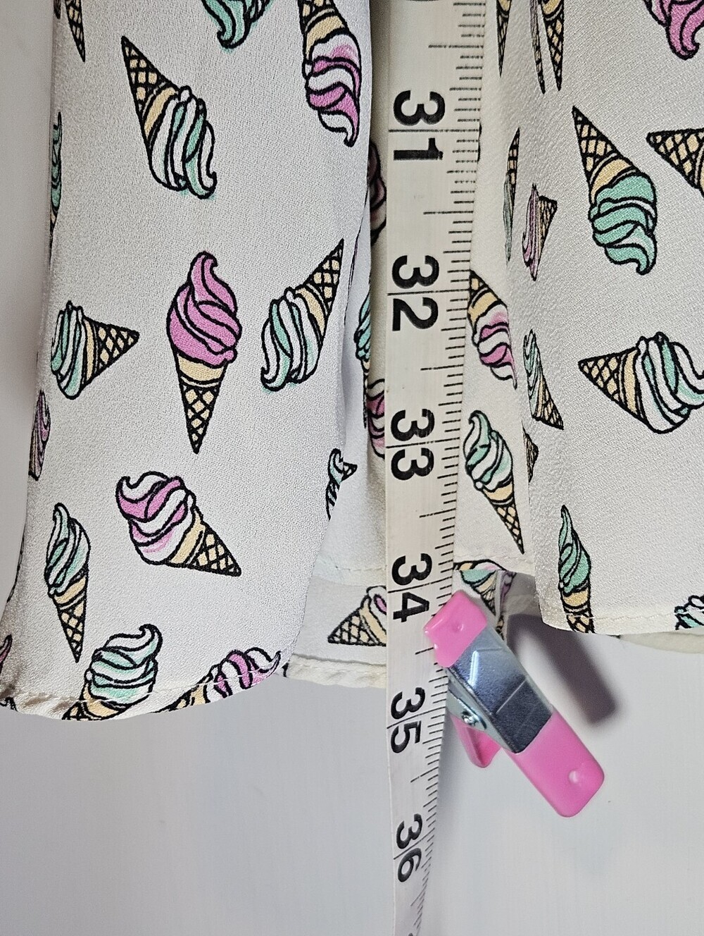 0081 Forever 21 Ice Cream Cone Print Mini Dress Flutter Sleeve Novelty Medium - Picture 12 of 12